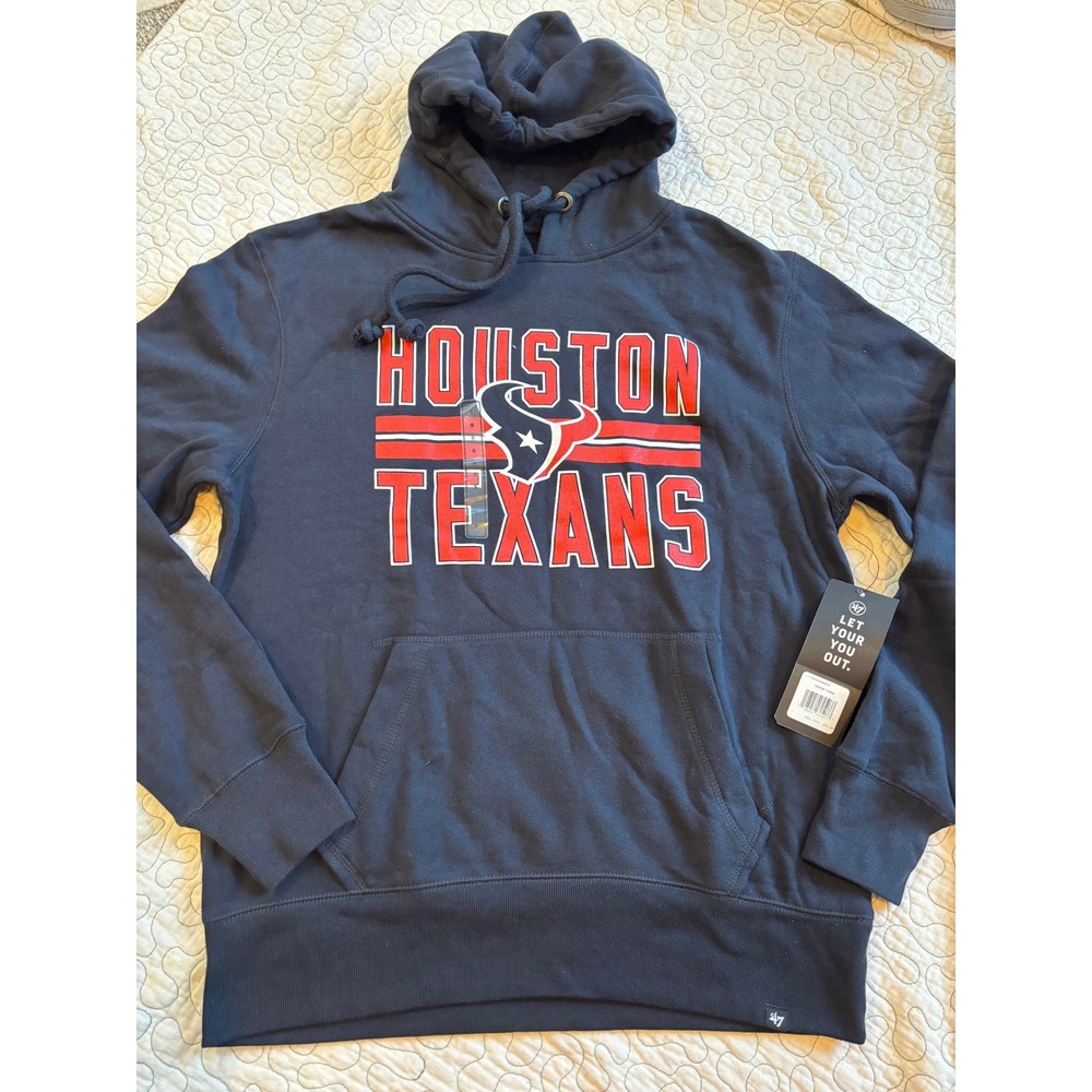 47 Brand Mens Small Houston Texans Navy Blue‎ Hoodie Sweatshirt NFL